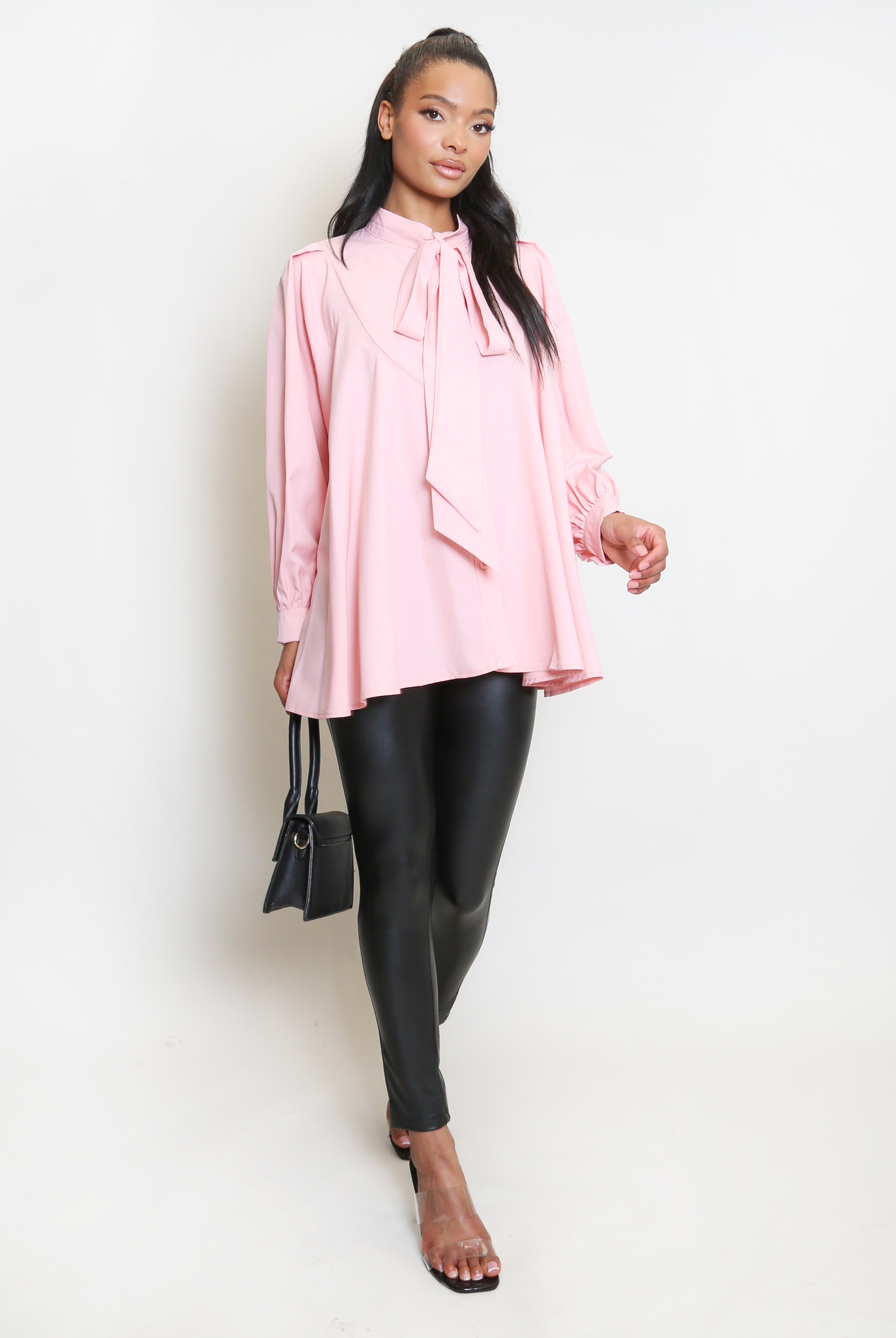 Oversized Blouse With Neck Tie - Buy Fashion Wholesale in The UK