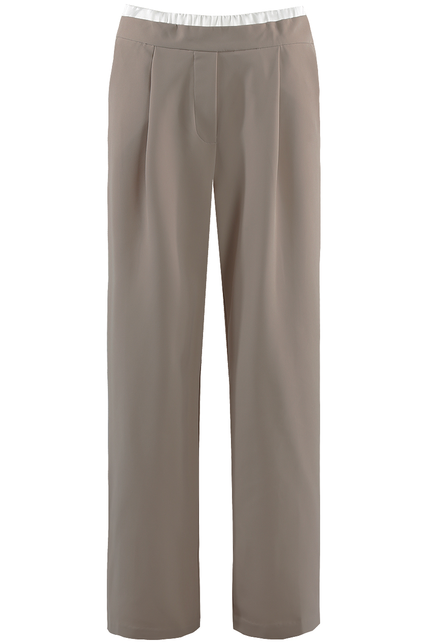 TAUPE TROUSERS w. CONTRAST WAISTBAND main image 1