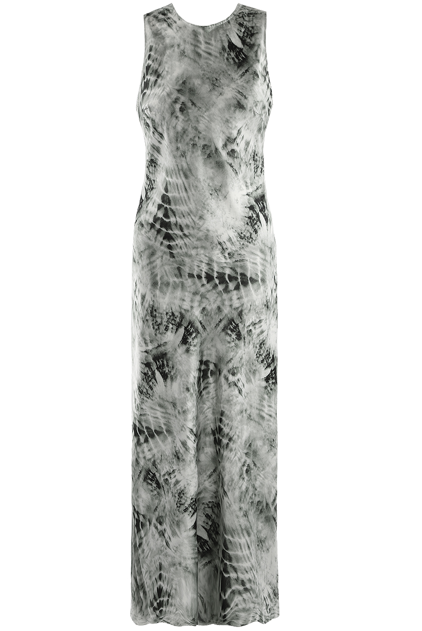 plunging neck tie dye print belted maxi dress
