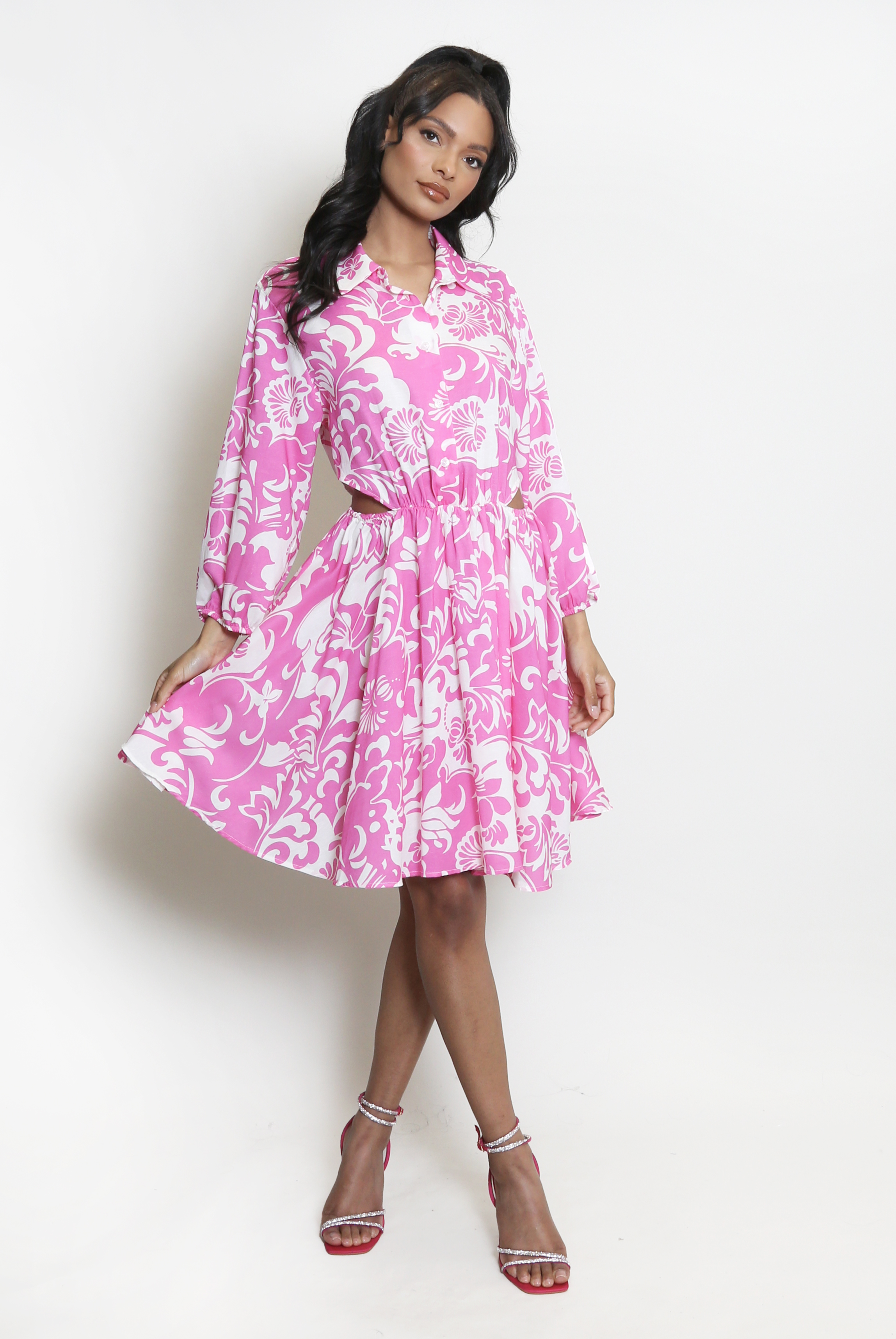 Cut Out Printed Skater Dress - Buy Fashion Wholesale in The UK