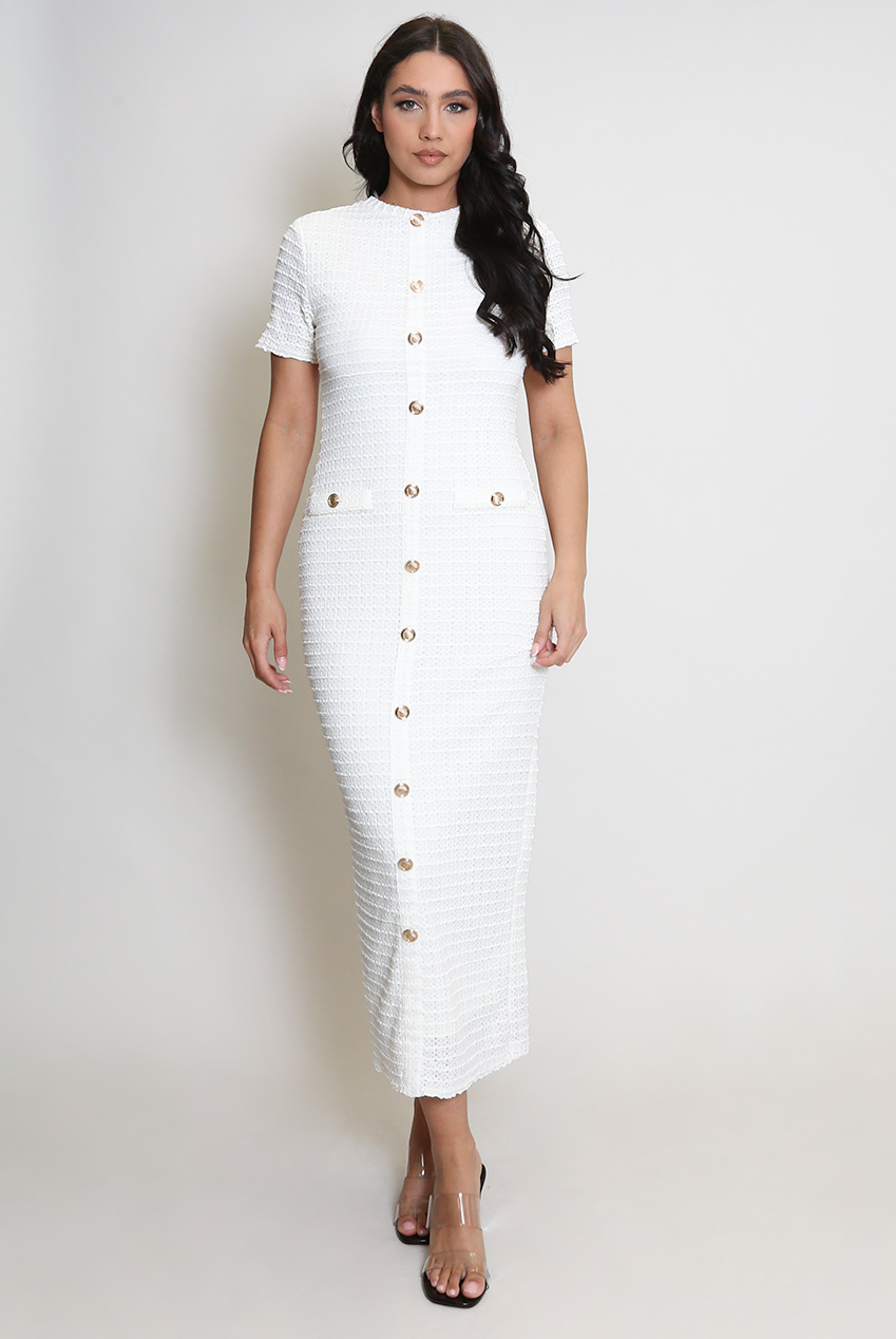 white button down maxi dress