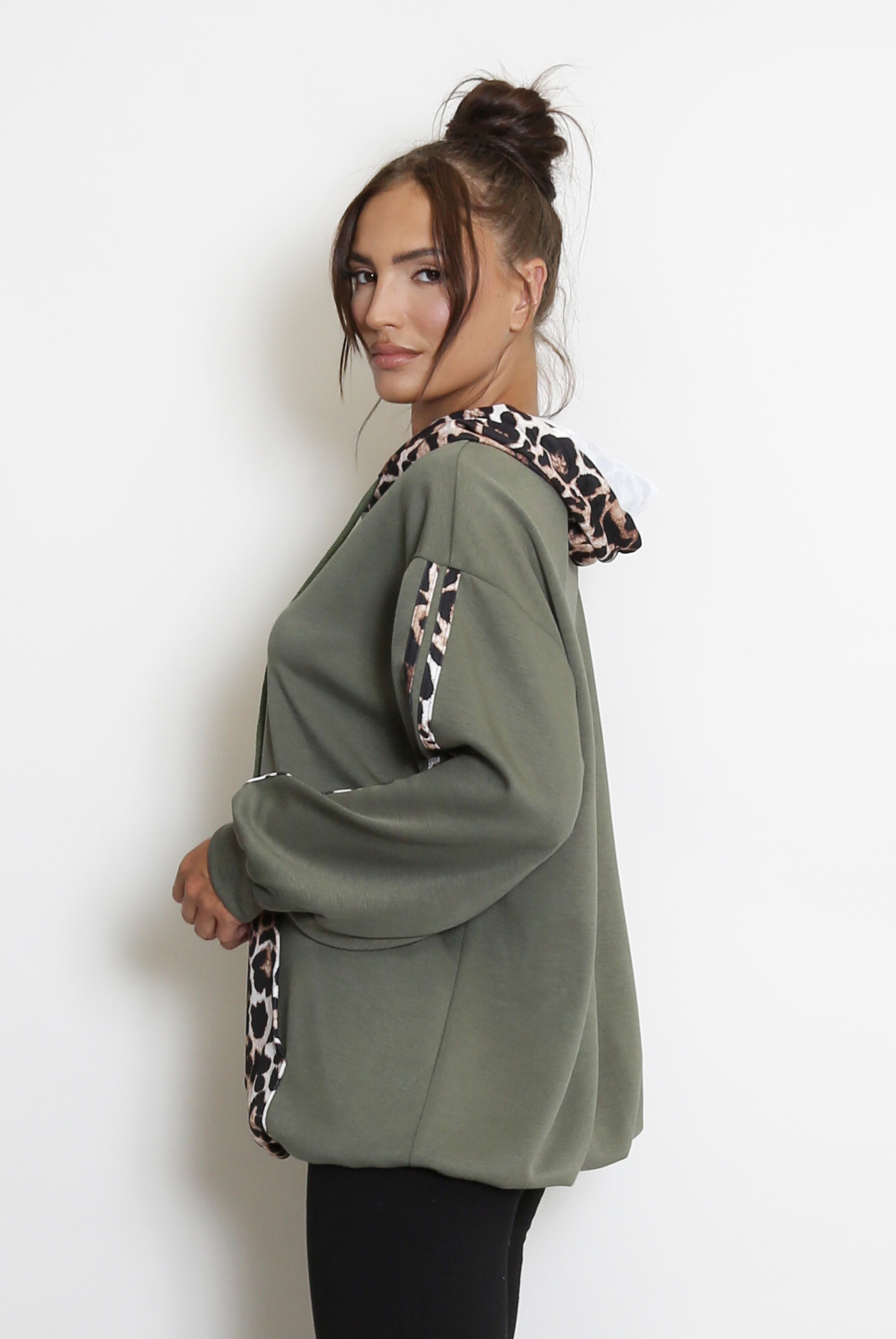 Oversized Lightweight Hoodie With Leopard Detail - Buy