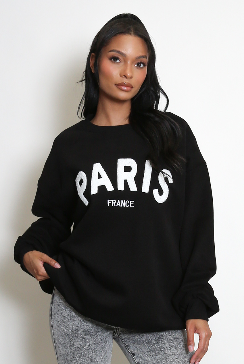 PARIS France Embossed Sweatshirt - Buy Fashion Wholesale in