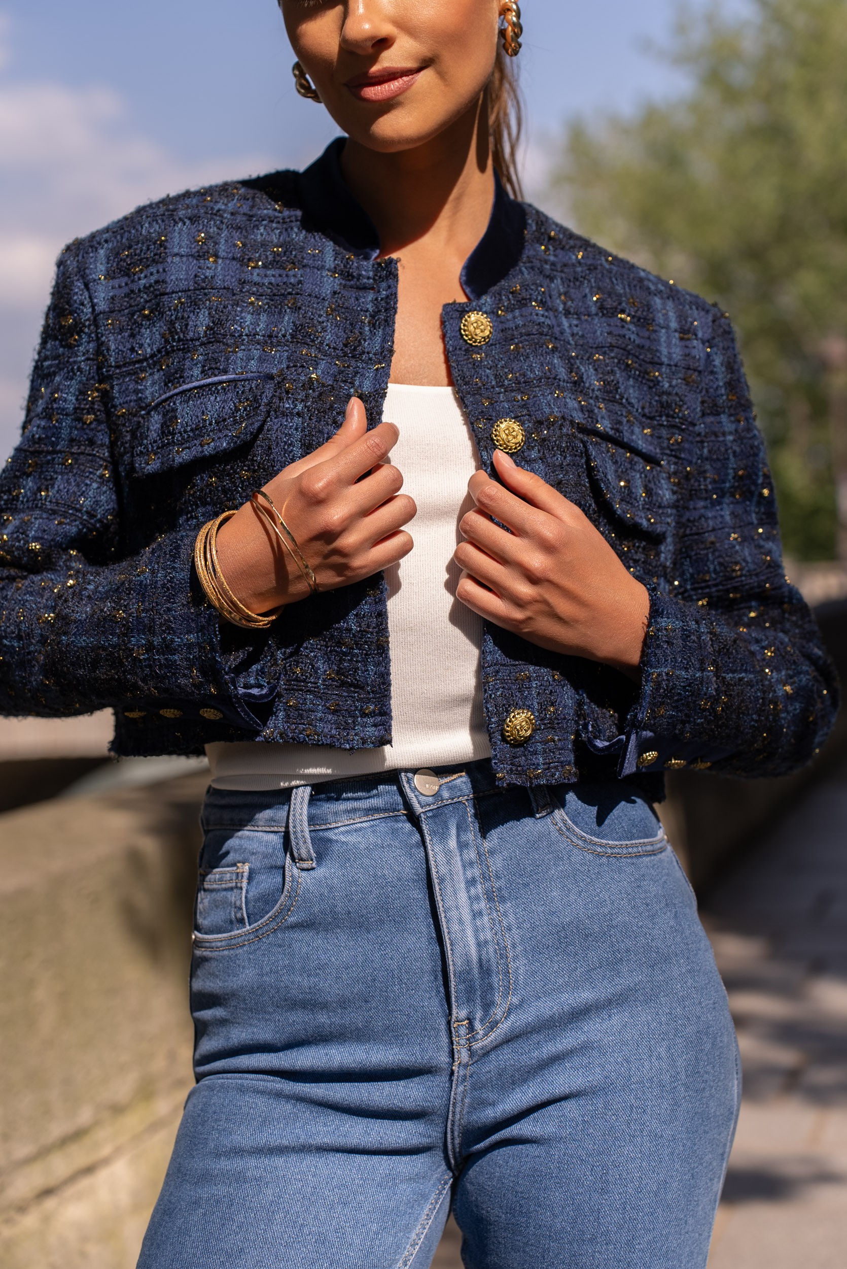 【タグ付新品未使用】ALUDE blue check tweed jacket ALUDE SELECT】blue check tweed jacket | 【ALUDE】韓国メンズ
