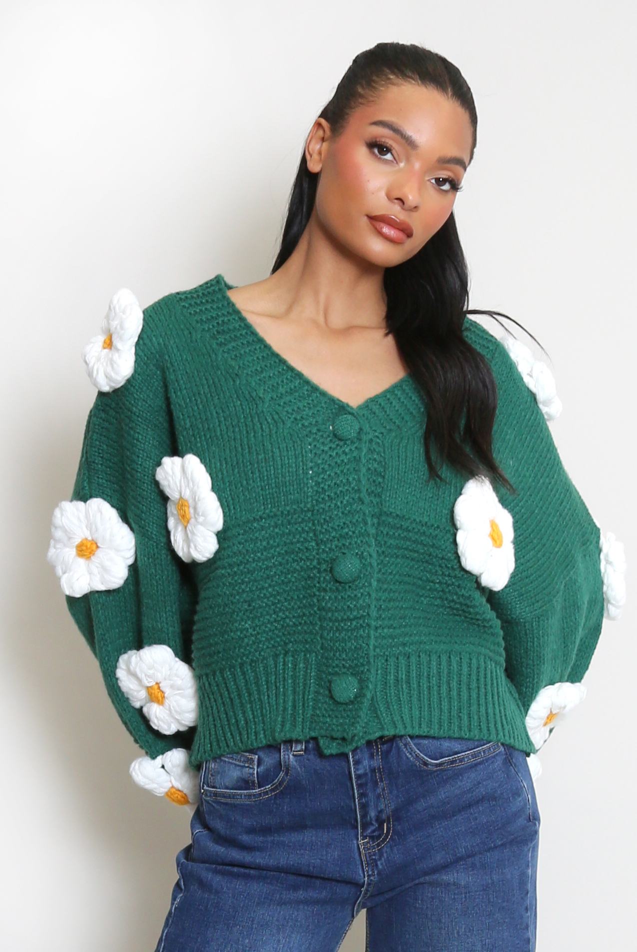 トップス TTTmsw Flower Jacquard Knit Cardigan Flower Jacquard knit cardigan【BLACK】 - DOMICILE TOKYO
