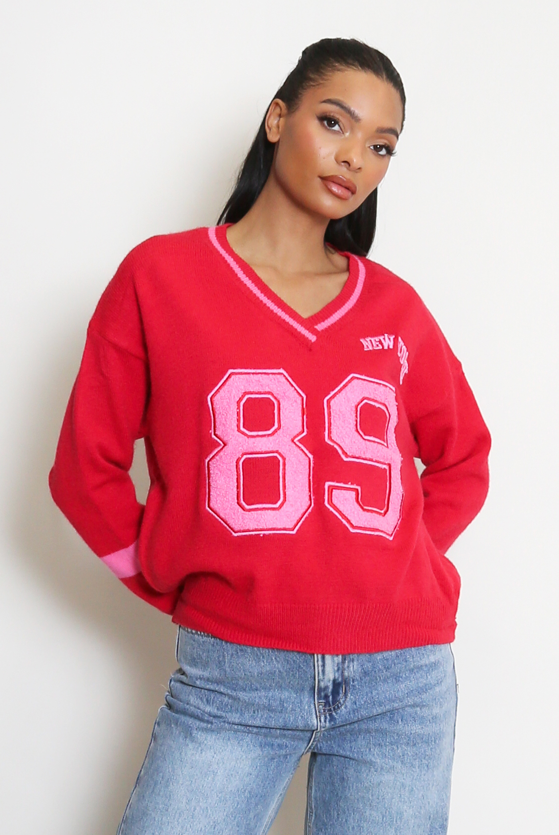 89 Slogan V Neck Jumper - Buy Fashion Wholesale in The UK 89 Slogan V Neck Jumper - Buy Fashion Wholesale in The UK