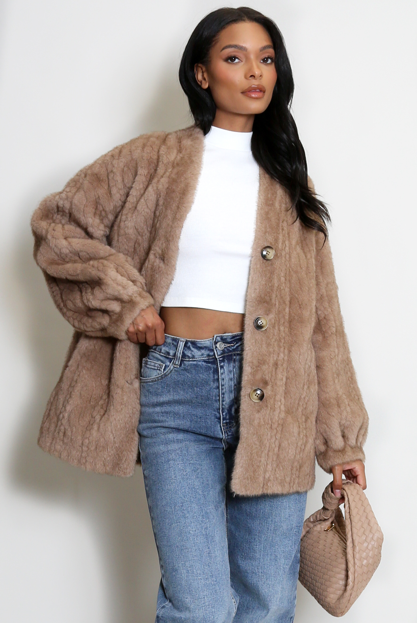 Faux Fur Cable Style Jacket - Buy Fashion Wholesale in The UK