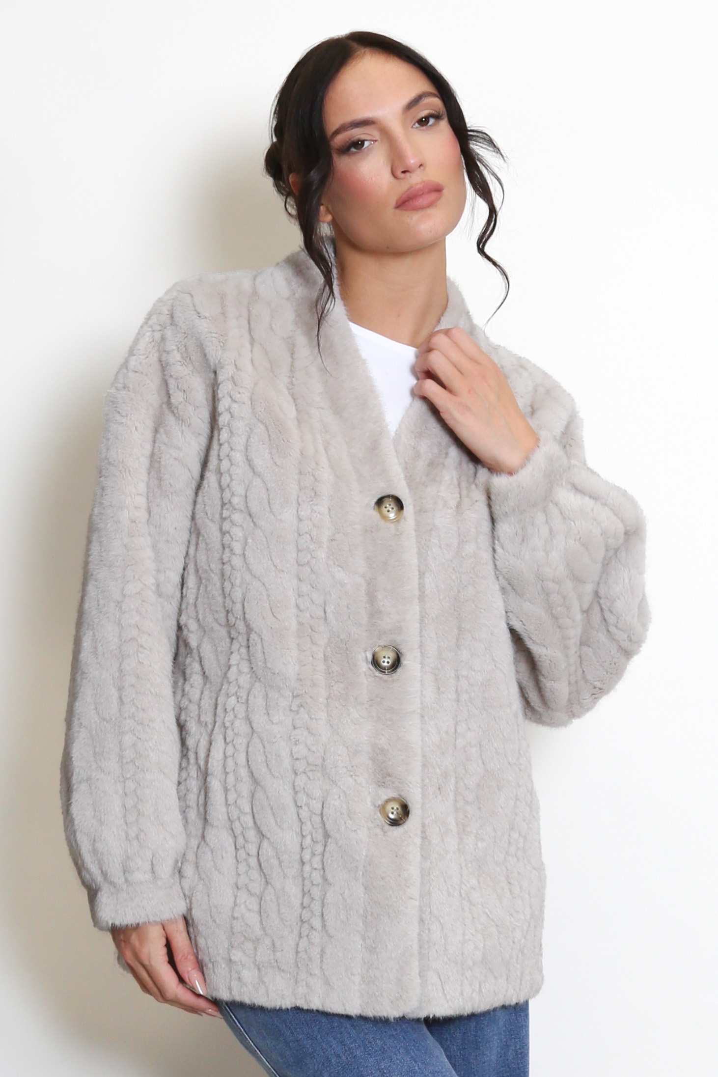 Faux Fur Cable Style Jacket - Buy Fashion Wholesale in The UK