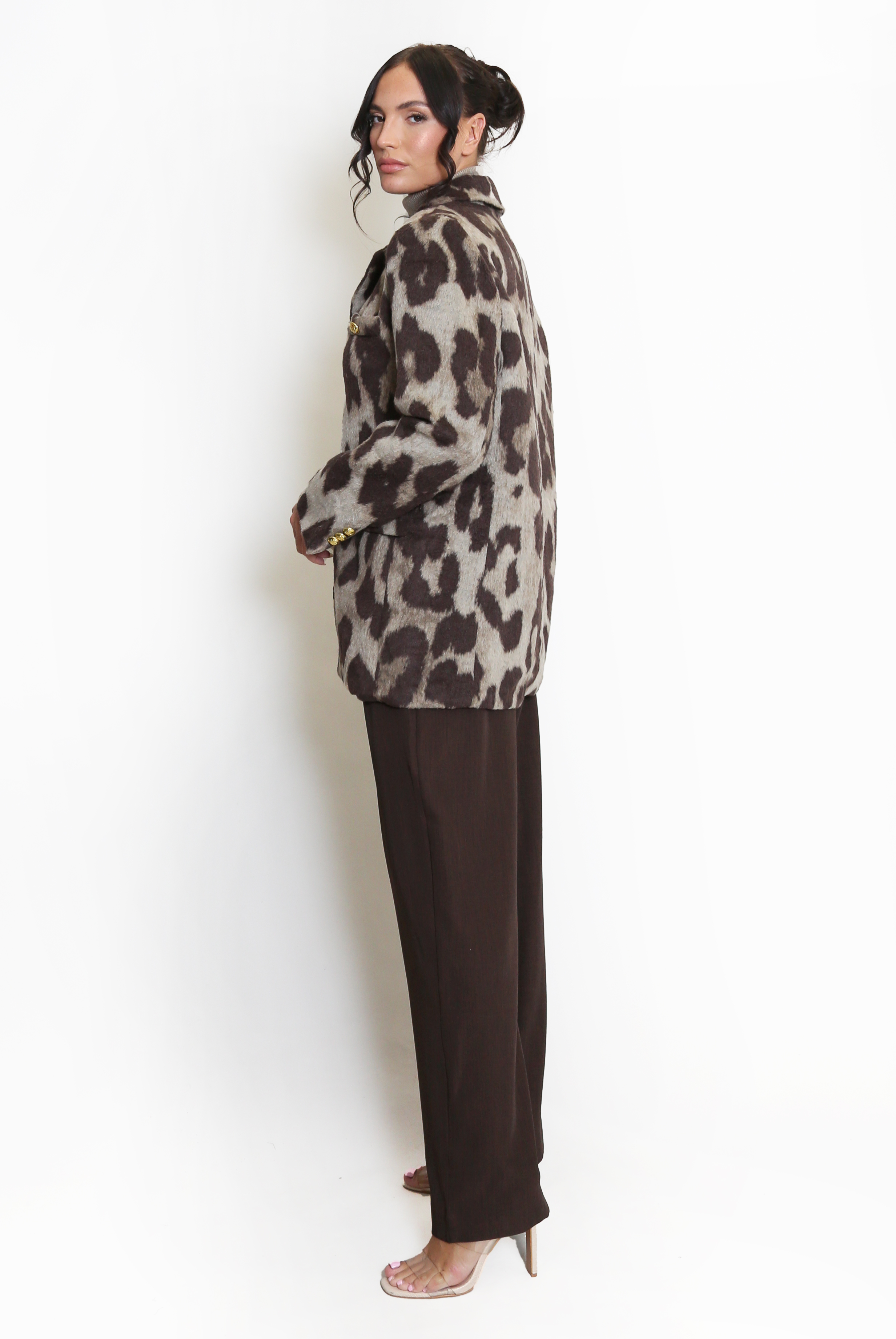 Leopard Print Wool Blend Boxy Blazer - Buy Fashion Wholesale