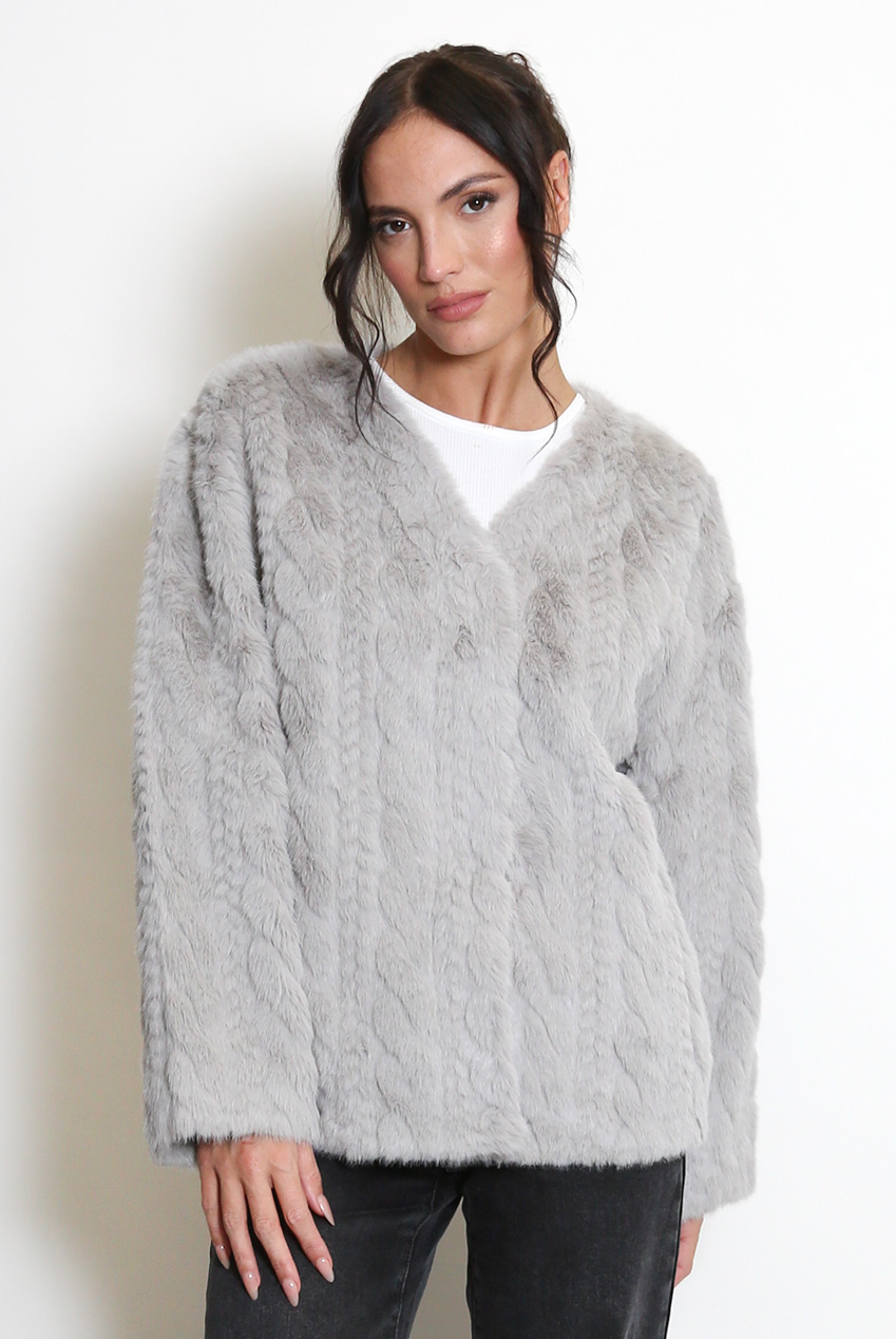 fur cable cardigan(pellicule) Bunny fur cable knit cardigan
