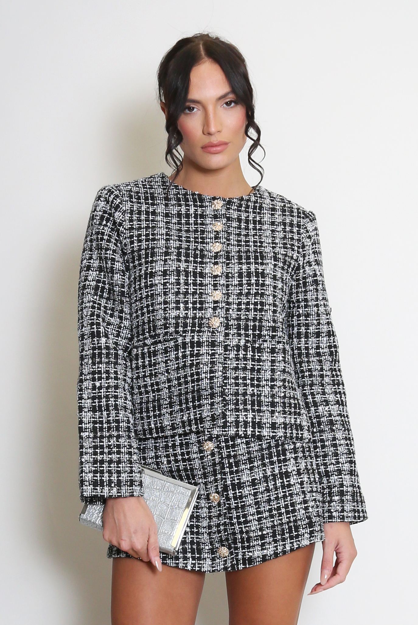 Black and White Tweed Skort