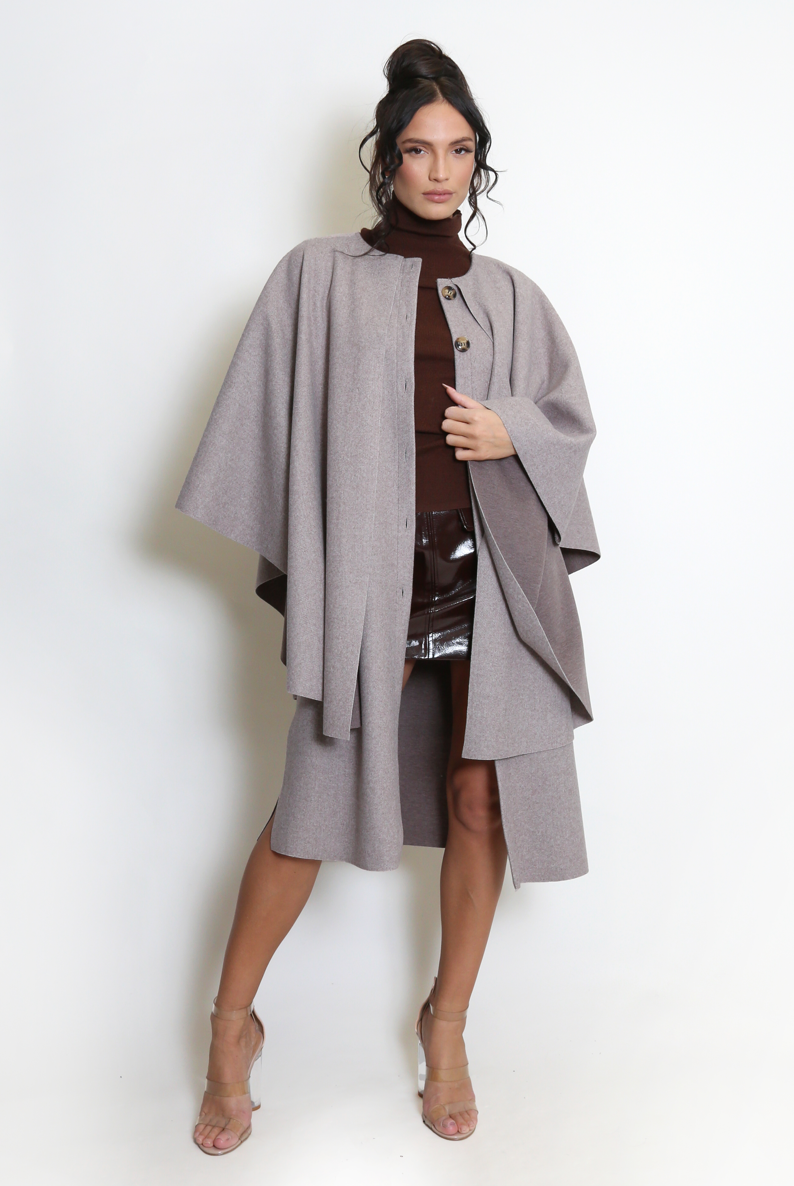 Caped Button Front Overcoat - Buy Fashion Wholesale in The UK
