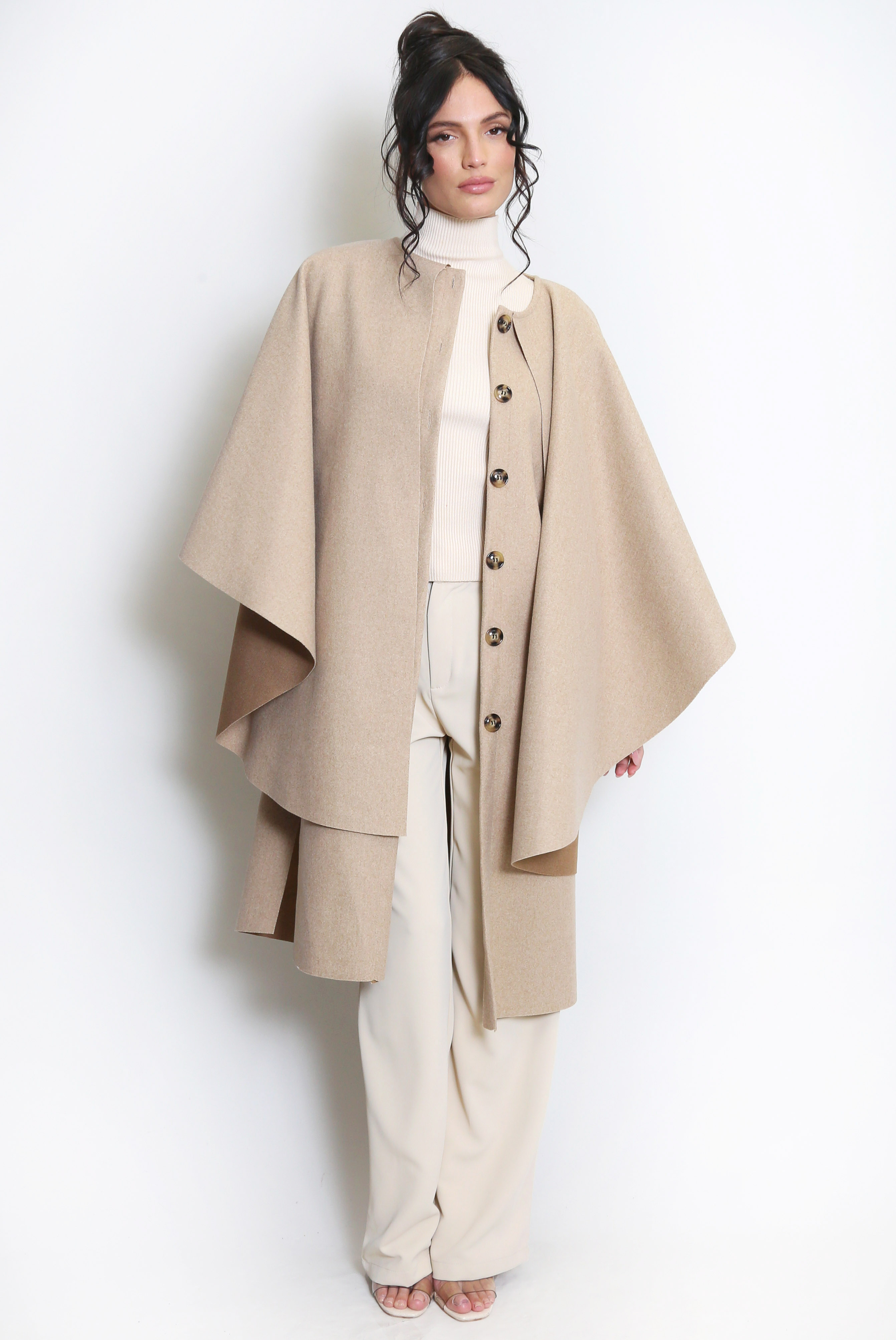 Caped Button Front Overcoat - Buy Fashion Wholesale in The UK