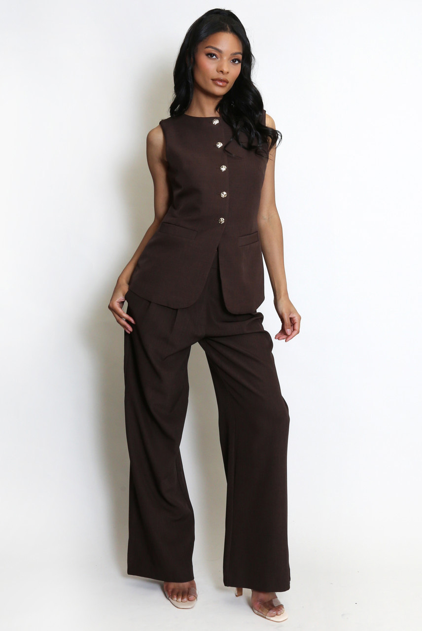 Button-Down Tie Waist Coat
