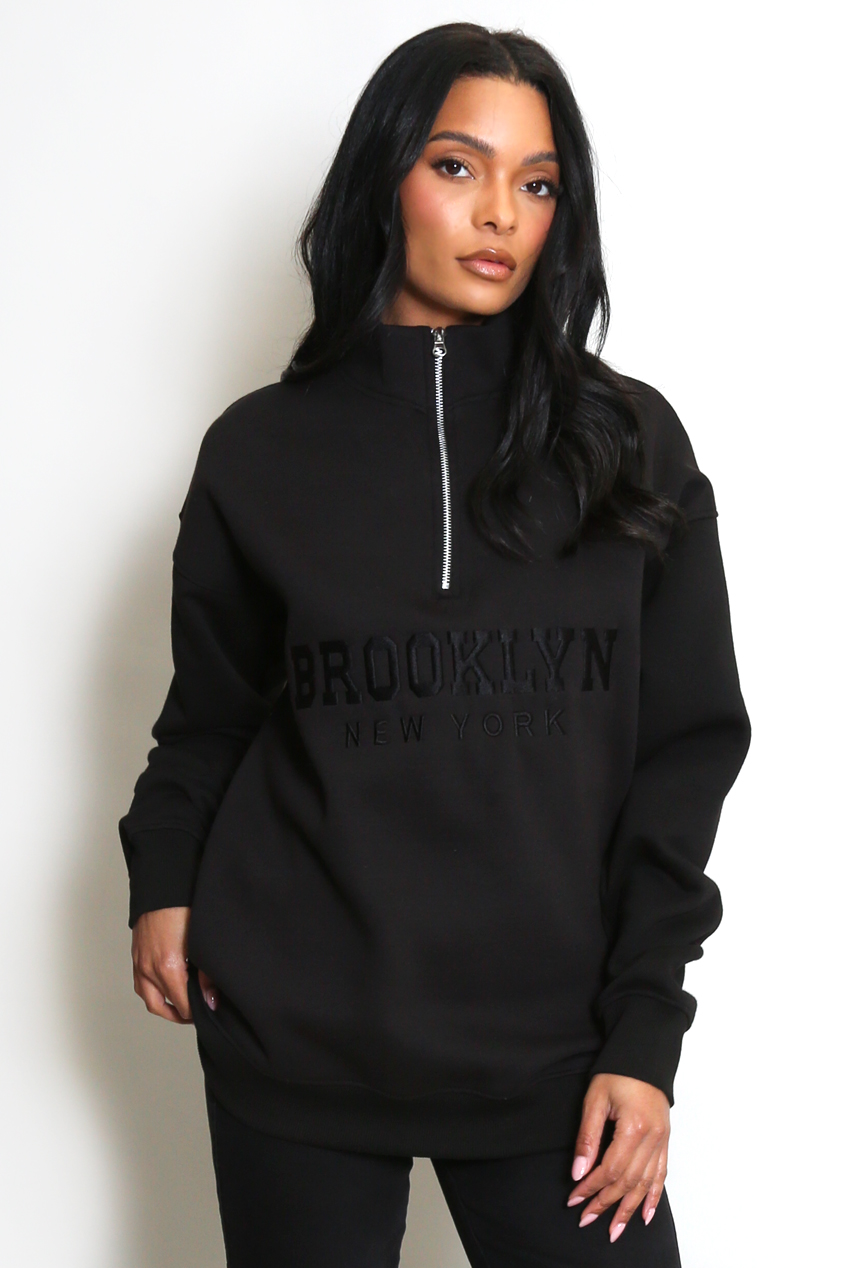 Brooklyn Half Zip Relaxed Fit Sweatshirt- Buy Fashion Wholesale in