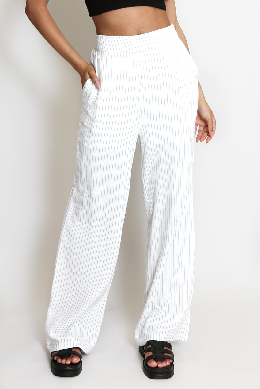Striped trousers with straight legs