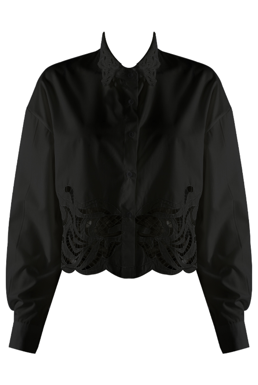 Laser Cut Hem Cropped Blouse - Buy Fashion Wholesale in The UK