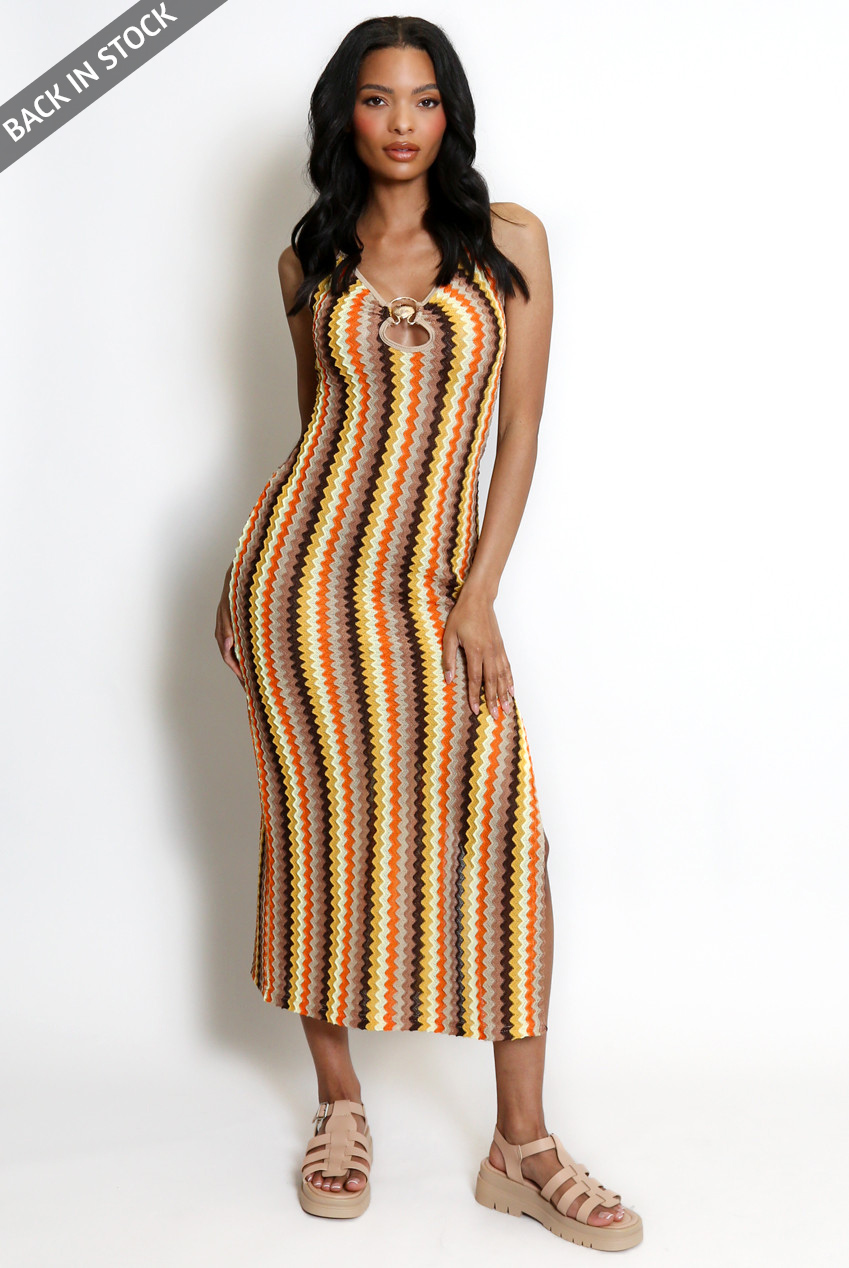 Zig Zag Golden Ring Cut Out Cami Dress - Buy Fashion Wholesale in The UK
