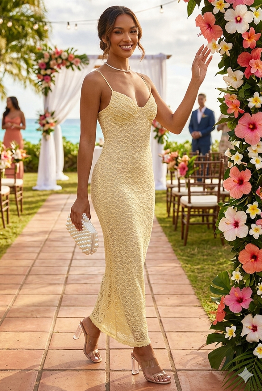 Lace Maxi Dress With Nude Lining - Buy Fashion Wholesale in The UK
