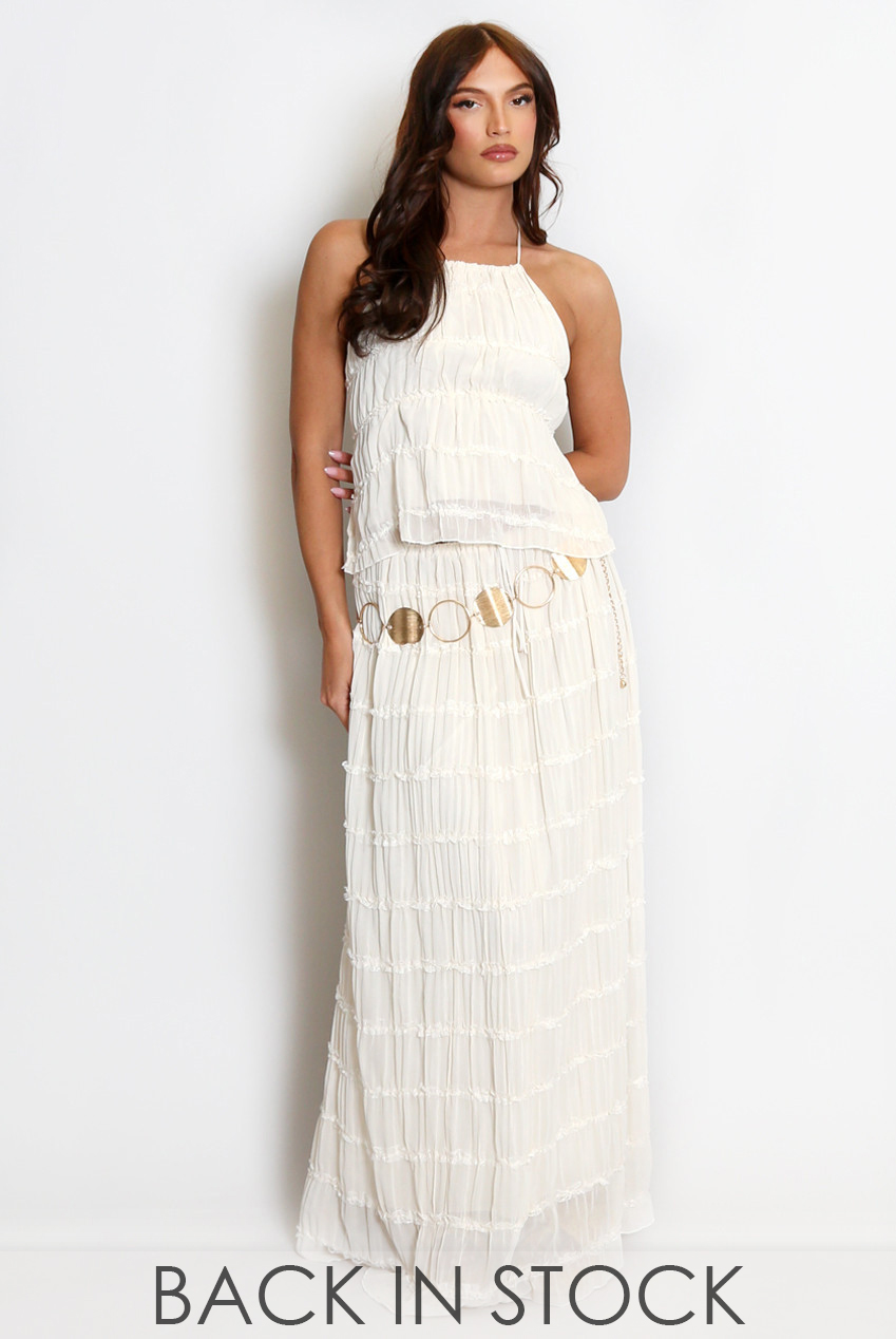 Chiffon Ruched Open Back Top And Maxi Skirt Set - Buy Fashion Wholesale in  The UK