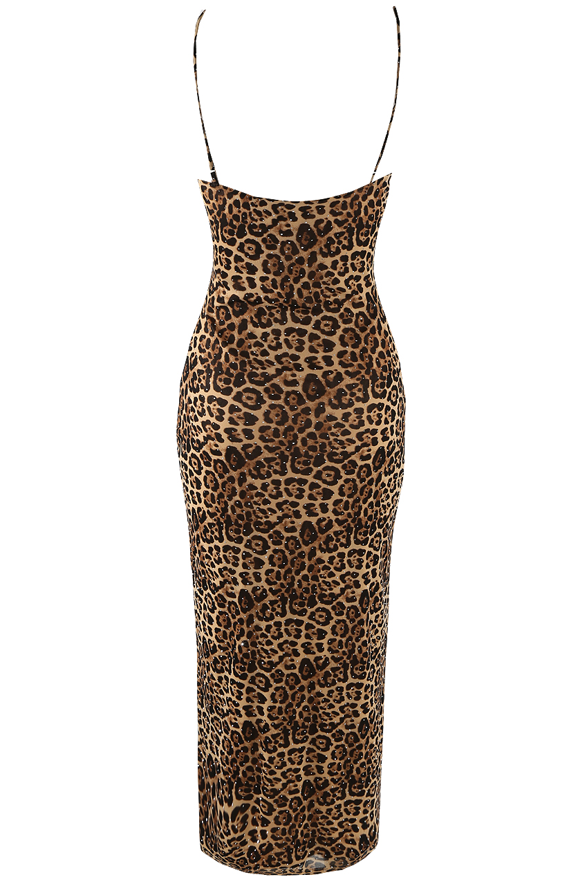Bell Sleeve Leopard Midi Dress main image 0