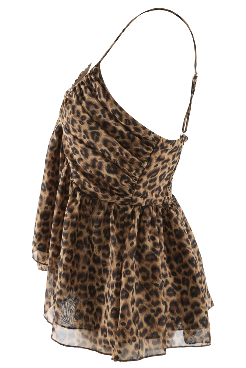 Leopard Print Chiffon Baby Doll Top - Buy Fashion Wholesale in The UK