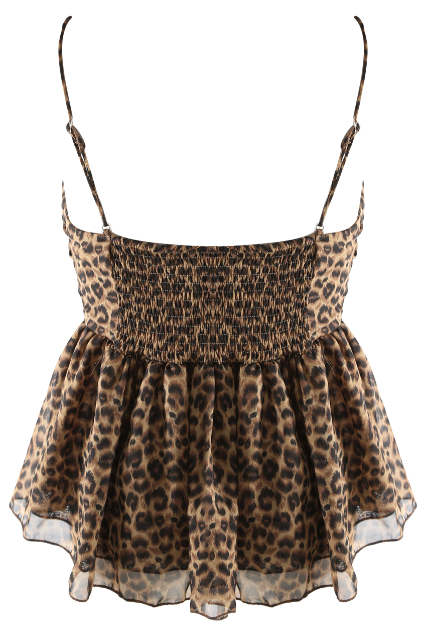 Leopard Print Chiffon Baby Doll Top - Buy Fashion Wholesale in The UK