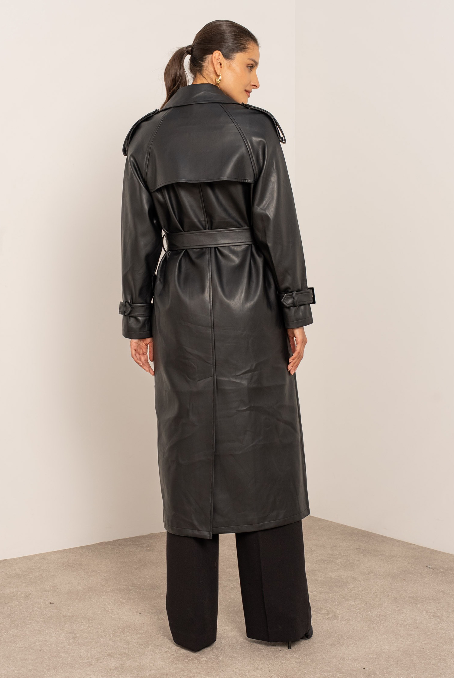 PU Long Trench Coat - Buy Fashion Wholesale in The UK