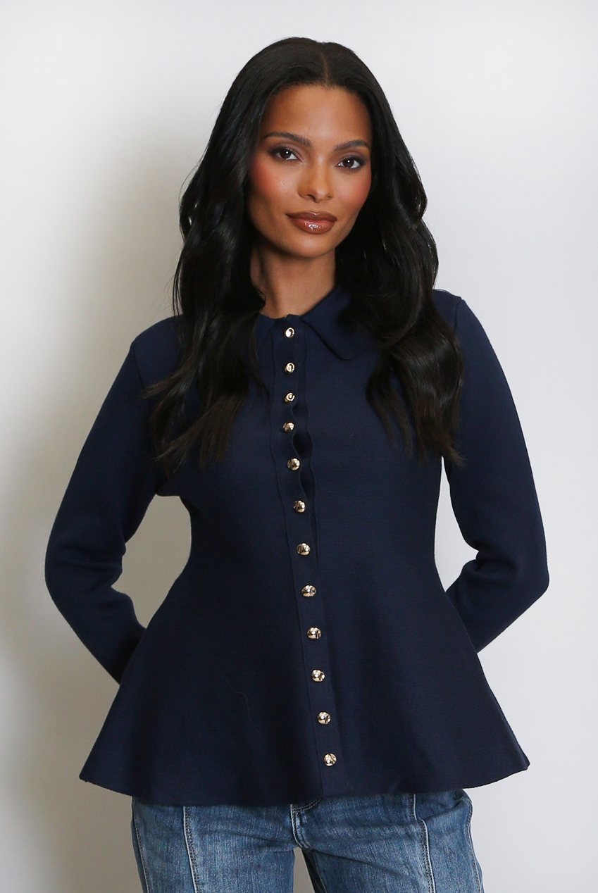 Soft Knit Peplum Collared Cardigan - Buy Fashion Wholesale in The UK