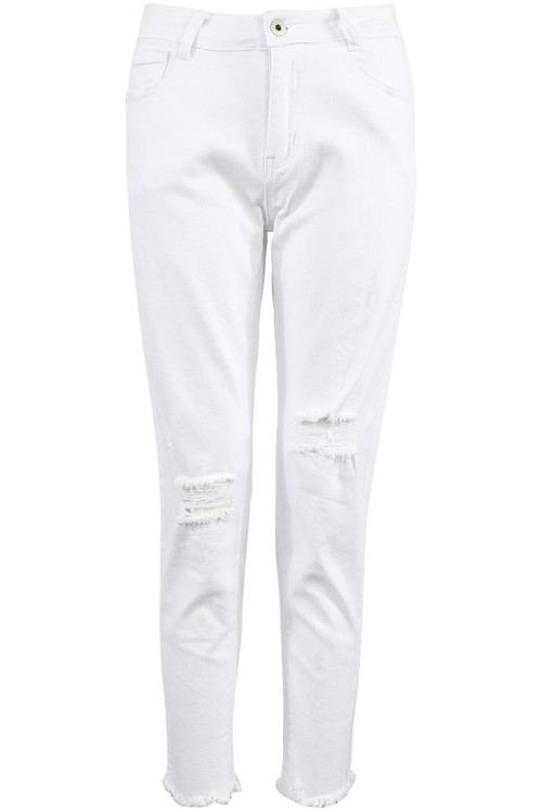 white ripped boyfriend jeans