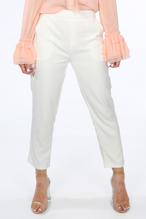 white ankle grazer trousers uk