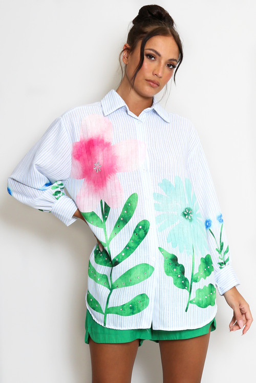 Graff Pinstripe Relaxed Blouse main image 1