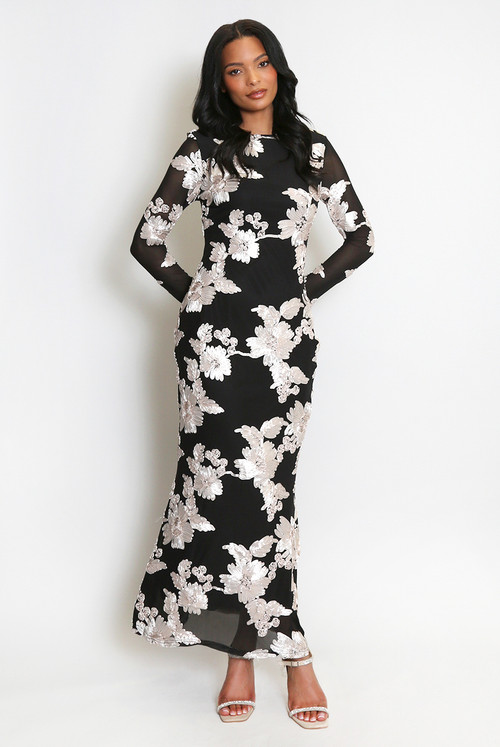 Simplee Women's Floral Lace Short Sleeve A-Line Midi Dress
