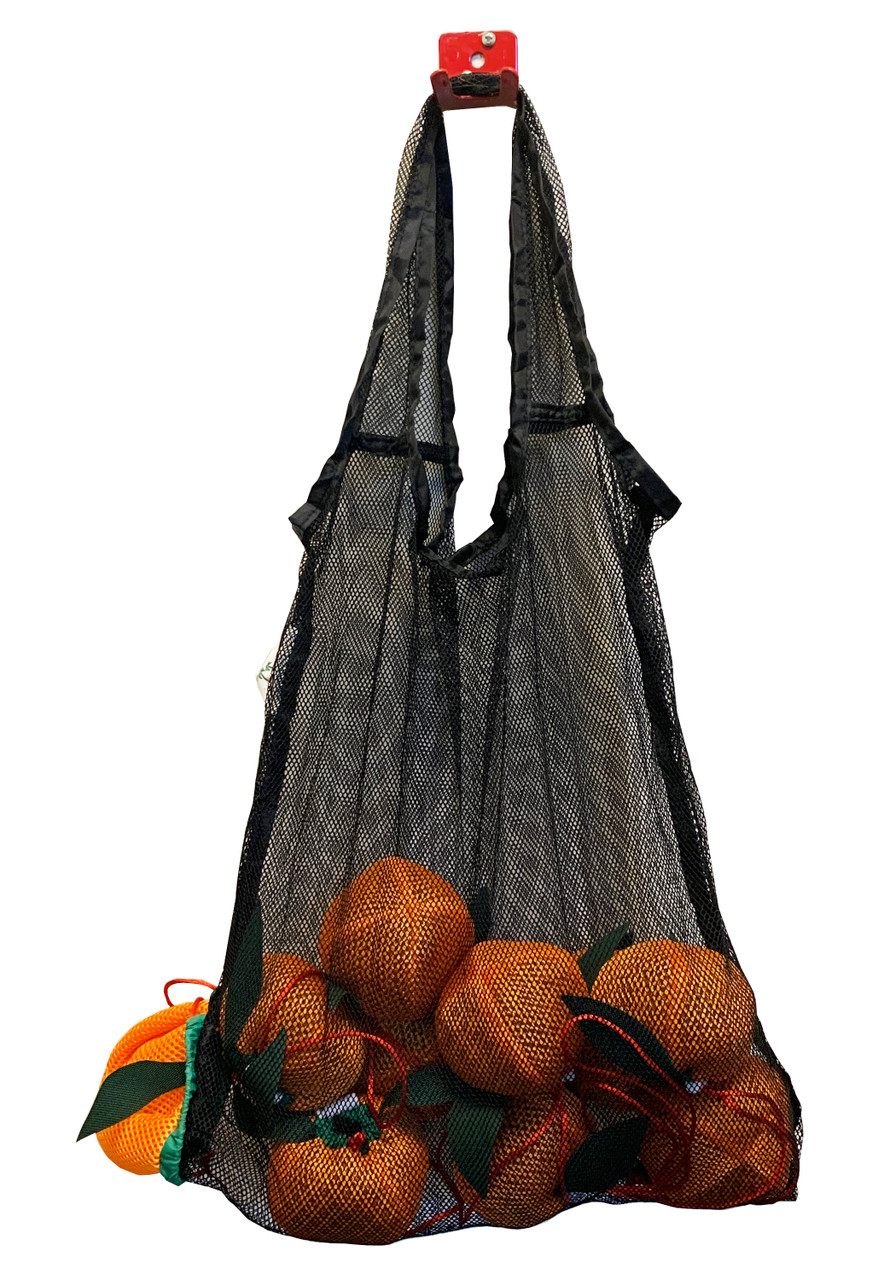 Cotton Mesh Bag, 15x12.2 Long Handle Mesh Net String Grocery Bags Orange