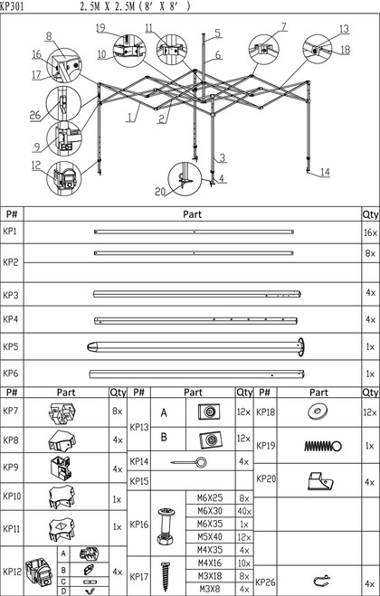 Royal Palm 8x8 Frame Replacement Parts