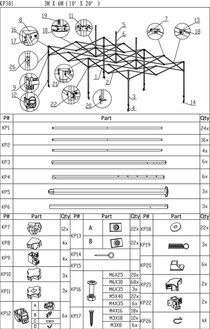 Royal Palm 10x20 Frame Replacement Parts