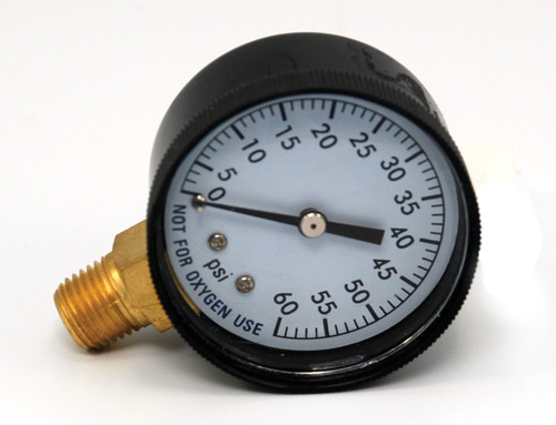 ClearView Pressure Gauge 1/4" 60 PSI Side Mount Clam Shell  -  CVAC296C
