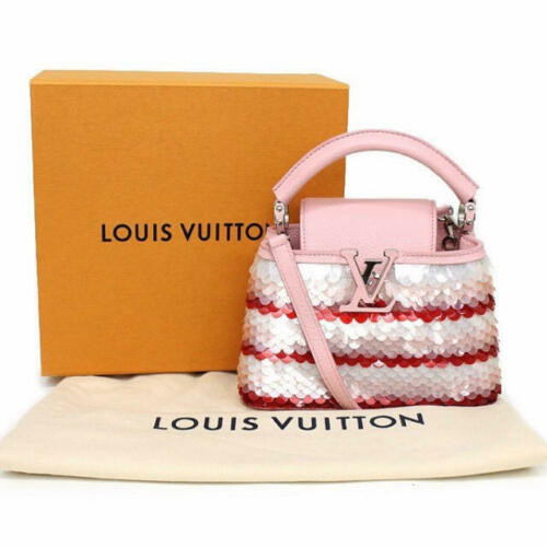 Louis Vuitton CAPUCINE MINI Pink Hand Bag Taurillon leather & sequins 2017 New