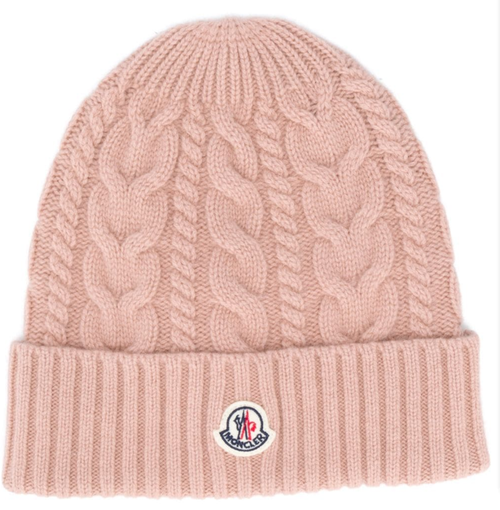 2020 New top Pink Moncler knitted logo patch beanie