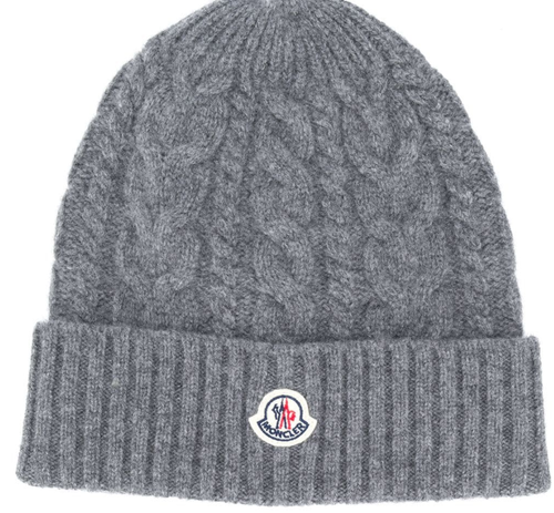 2020 Top Gray New Season Moncler cable knit logo beanie moncler knit hat(Gray)