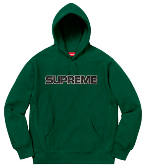 Supreme Perforated Leather Hooded Sweatshirt Size Dark Green FW18 2018 New