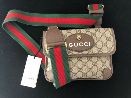 Gucci Neo Vintage Messenger GG Supreme Small Bag, Beige  Ebony, 100% Authentic