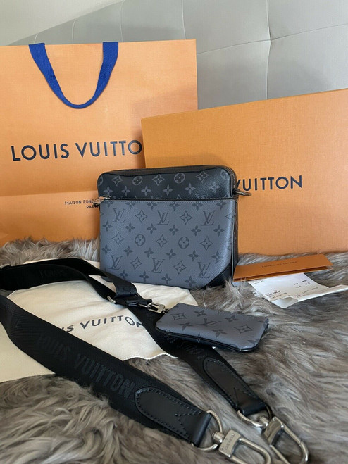 NEW!!! 2021Louis Vuitton Trio Messenger Bag Monogram Eclipse Reverse Grey!!!
