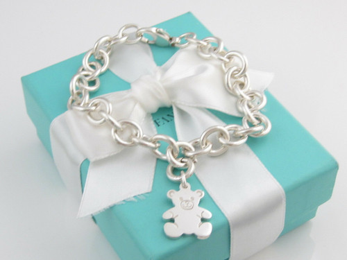 Tiffany & Co Silver Bear Charm Bracelet Box Included