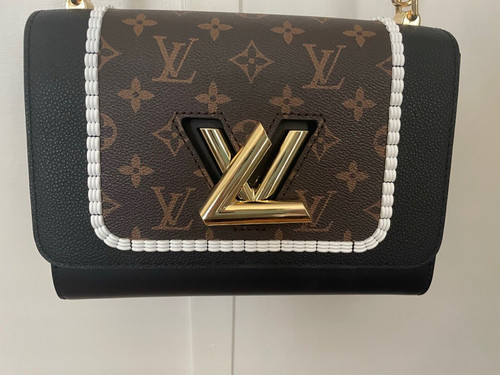 Louis Vuitton Black Leather & Monogram Canvas Braided Twist MM
