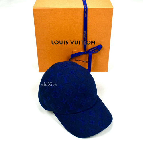 NWT Louis Vuitton LV Navy Blue Monogram Denim Hat Cap Strapback 2022 AUTHENTIC