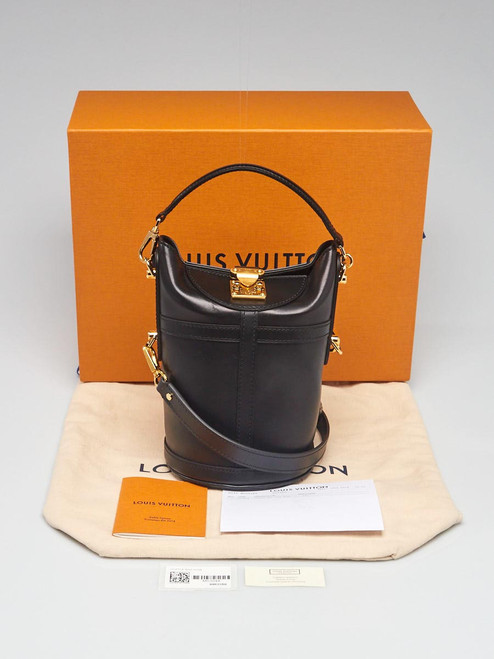 LOUIS VUITTON Black Calfskin Leather Classic Duffle Bucket Bag