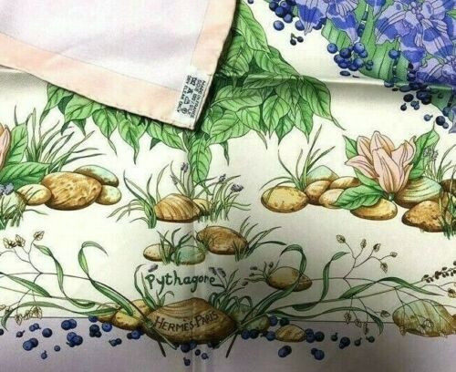 Hermes Scarf Stole Pythagore by Zoe Pauwels Botanical Silk Woman Auth Carre 90