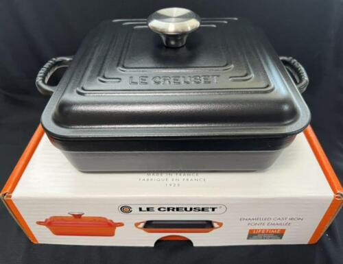 Le Creuset Signature Cocotte Square 24cm 2.8L Grill Curry Set Matte Black