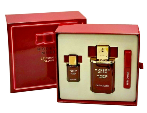 Estee Lauder Modern Muse Le Rouge Gloss EDP 1.0 OZ + 0.14 OZ + MORE 3PC Gift Set